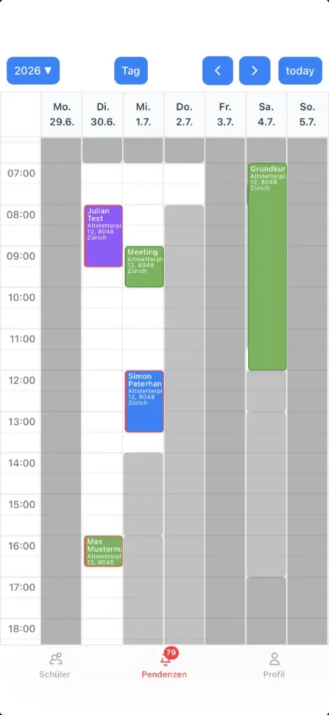 Simy Kalender auf dem iPhone